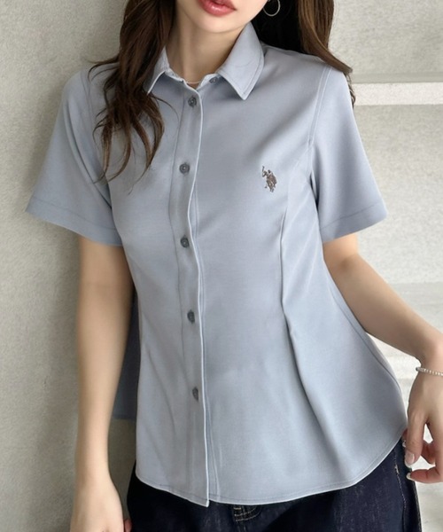 U.S. POLO ASSN.（ユーエスポロアッスン）の「【Ada.別注 U.S. POLO ASSN.】ペプラム 半袖 シャツ ◎（シャツ/ブラウス・レディース・ピンク/ホワイト/サックスブルー・FREE）」の11枚目の写真