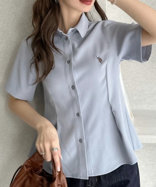 U.S. POLO ASSN.（ユーエスポロアッスン）の「【Ada.別注 U.S. POLO ASSN.】ペプラム 半袖 シャツ ◎（シャツ/ブラウス・レディース・ピンク/ホワイト/サックスブルー・FREE）」の12枚目の写真