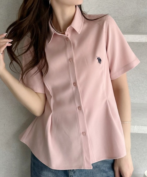 U.S. POLO ASSN.（ユーエスポロアッスン）の「【Ada.別注 U.S. POLO ASSN.】ペプラム 半袖 シャツ ◎（シャツ/ブラウス・レディース・ピンク/ホワイト/サックスブルー・FREE）」の16枚目の写真