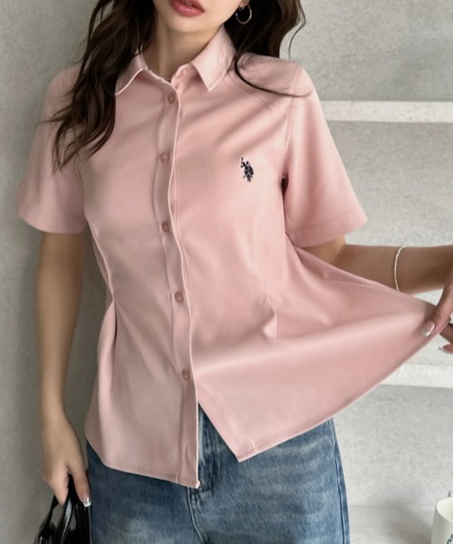 U.S. POLO ASSN.（ユーエスポロアッスン）の「【Ada.別注 U.S. POLO ASSN.】ペプラム 半袖 シャツ ◎（シャツ/ブラウス・レディース・ピンク/ホワイト/サックスブルー・FREE）」の17枚目の写真