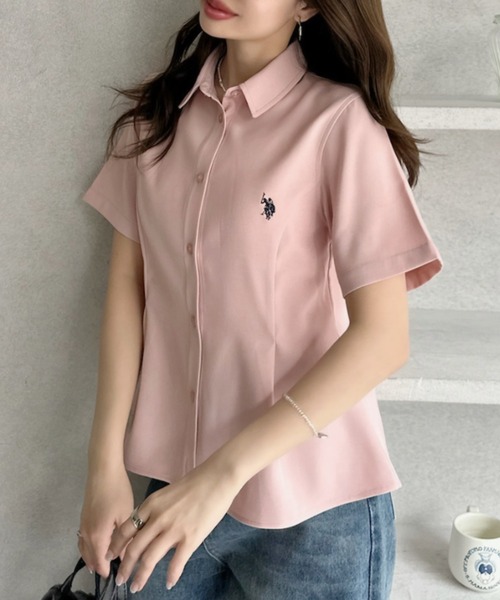 U.S. POLO ASSN.（ユーエスポロアッスン）の「【Ada.別注 U.S. POLO ASSN.】ペプラム 半袖 シャツ ◎（シャツ/ブラウス・レディース・ピンク/ホワイト/サックスブルー・FREE）」の18枚目の写真
