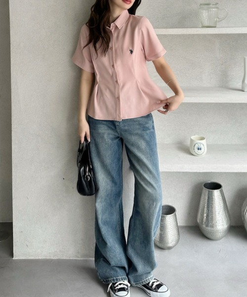 U.S. POLO ASSN.（ユーエスポロアッスン）の「【Ada.別注 U.S. POLO ASSN.】ペプラム 半袖 シャツ ◎（シャツ/ブラウス・レディース・ピンク/ホワイト/サックスブルー・FREE）」の15枚目の写真