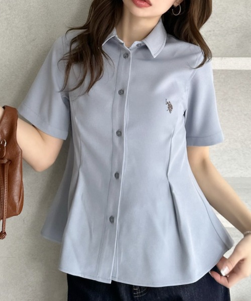 U.S. POLO ASSN.（ユーエスポロアッスン）の「【Ada.別注 U.S. POLO ASSN.】ペプラム 半袖 シャツ ◎（シャツ/ブラウス・レディース・ピンク/ホワイト/サックスブルー・FREE）」の19枚目の写真
