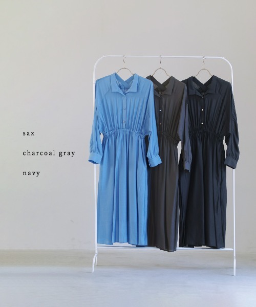 White Collection(ホワイトコレクション)の「【 上品に揺れる 】シルキーローン・ウエストシャーリングワンピース(ワンピース・レディース・サックスブルー/チャコールグレー/ネイビー・M)」の21枚目の写真