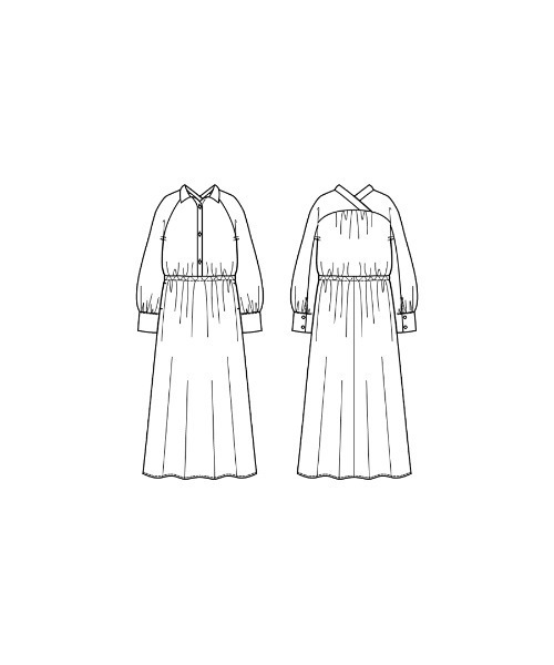White Collection(ホワイトコレクション)の「【 上品に揺れる 】シルキーローン・ウエストシャーリングワンピース(ワンピース・レディース・サックスブルー/チャコールグレー/ネイビー・M)」の5枚目の写真