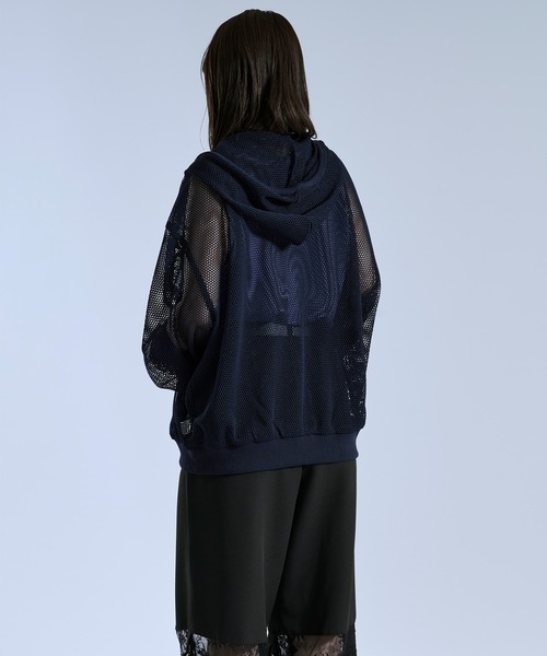 Ellno Loset(エルノロゼット)の「フィンガーホールツキダブルジップメッシュフーディ(パーカー・メンズ・ネイビー/ブラック/グレー・SMALL/LARGE/MEDIUM)」の10枚目の写真