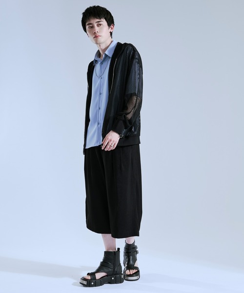 Ellno Loset(エルノロゼット)の「フィンガーホールツキダブルジップメッシュフーディ(パーカー・メンズ・ネイビー/ブラック/グレー・SMALL/LARGE/MEDIUM)」の17枚目の写真