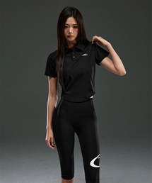 W SYMBOL B STRETCH COLLAR T-SHIRTS [BLACK]