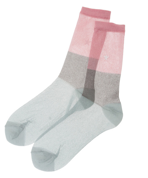 CONVERSE TOKYO(コンバーストウキョウ)の「STAR★ GLITTER SHEER BI-COLOR SOX(ソックス/靴下・レディース・チャコールグレー/ピンク/ネイビー・FREE)」の8枚目の写真