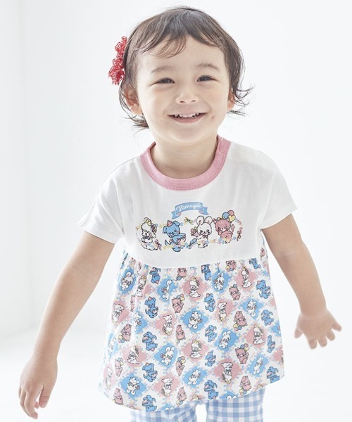 SWIMMER(SWIMMER)の「SWIMMERコラボ フレンチスリーブTシャツ(Tシャツ/カットソー・キッズ・ライトピンク/ホワイト系その他6/ホワイト系その他2・80/90/100/110/120)」の2枚目の写真