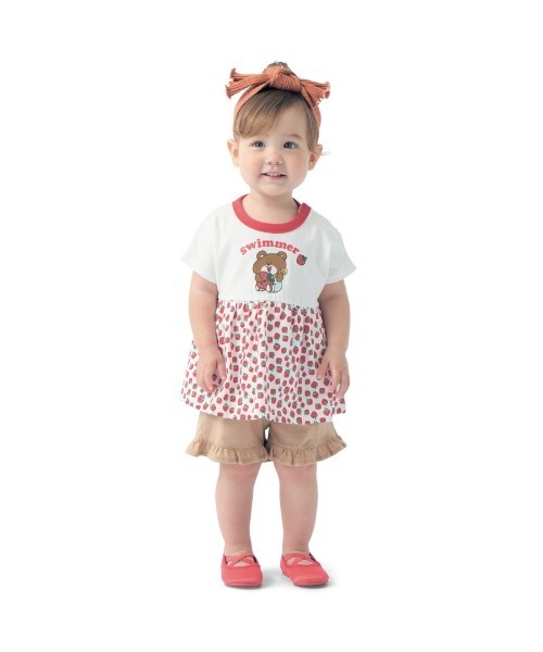 SWIMMER(SWIMMER)の「SWIMMERコラボ フレンチスリーブTシャツ(Tシャツ/カットソー・キッズ・ライトピンク/ホワイト系その他6/ホワイト系その他2・80/90/100/110/120)」の6枚目の写真
