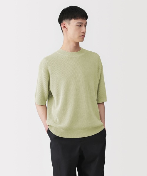 MUJI Labo(ムジラボ)の「〔MUJI Labo〕紳士 和紙混半袖クルーネックセーター(ニット/セーター・メンズ・サンドベージュ/グリーン系/ブラック・M/L/XL/S)」の3枚目の写真