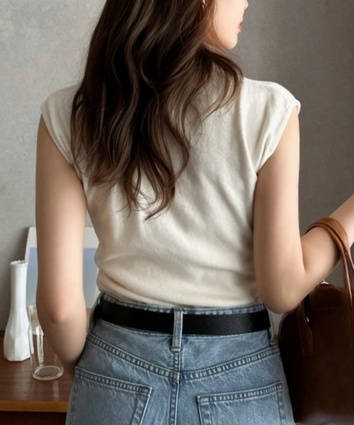 Eclat one(エクラワン)の「【Eclat one】タイデザイン フレンチスリーブ カットソー ◎(Tシャツ/カットソー・レディース・ホワイト/ブラック/ベージュ・FREE)」の21枚目の写真