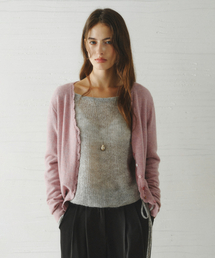 SALENA wool v neck cardigan_POPCORN PINK