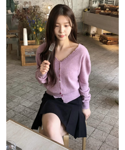 LENINA（レニーナ）の「SALENA wool v neck cardigan_POPCORN PINK（カーディガン/ボレロ・レディース・ピンク・FREE）」の2枚目の写真