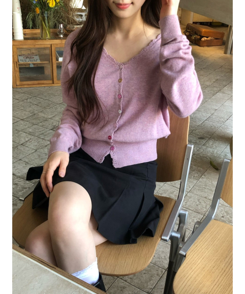 LENINA（レニーナ）の「SALENA wool v neck cardigan_POPCORN PINK（カーディガン/ボレロ・レディース・ピンク・FREE）」の3枚目の写真