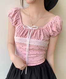 Tシャツ/カットソー（ピンク/桃色系・オフショルダー）ファッション