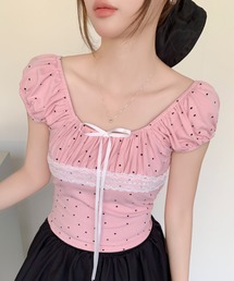 Tシャツ/カットソー（ピンク/桃色系・オフショルダー）ファッション