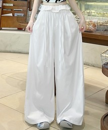 ワイドパンツ ウエストフリルロングパンツ