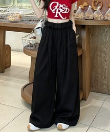 ワイドパンツ ウエストフリルロングパンツ