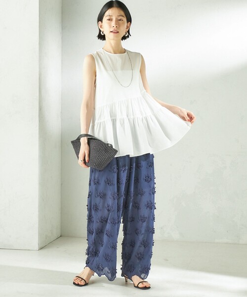 SHIPS(シップス)の「【SHIPS別注】crinkle crinkle crinkle:〈手洗い可能〉3D 刺繍 ワイド パンツ(その他パンツ・レディース・ネイビー/オフホワイト・ONE SIZE)」の14枚目の写真