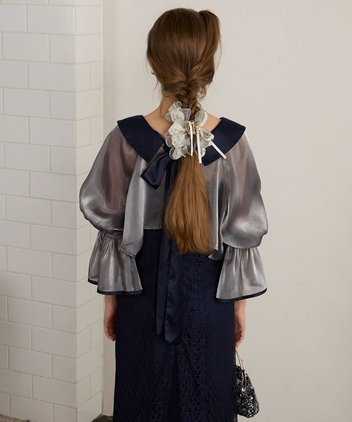 BONLECILL noir(ボンルシールノワール)の「【BONLECILL noir】シアードットリボンヘアクリップ(バレッタ/ヘアクリップ・レディース・アイボリー/グレー・FREE)」の14枚目の写真
