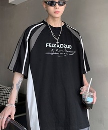 link lot（リンクロット）の「Y2Kラグランスリーブ半袖ロゴモノトーンTシャツ（Tシャツ/カットソー）」