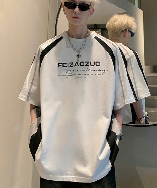 link lot(リンクロット)の「Y2Kラグランスリーブ半袖ロゴモノトーンTシャツ(Tシャツ/カットソー・メンズ・ホワイト/ブラック・M/L)」の5枚目の写真