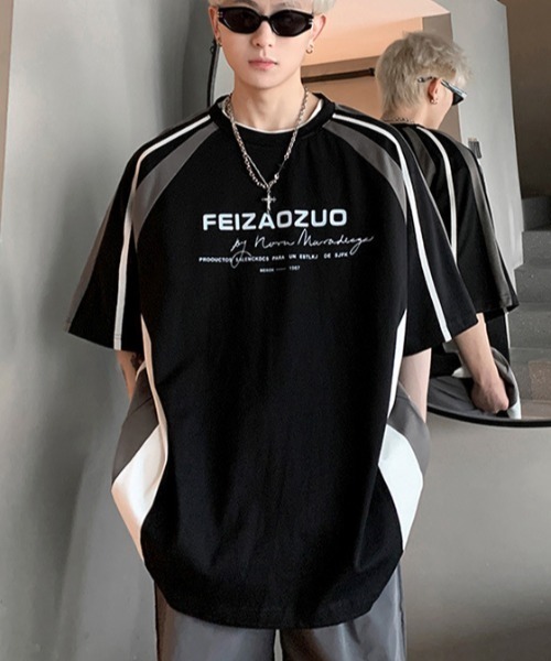 link lot(リンクロット)の「Y2Kラグランスリーブ半袖ロゴモノトーンTシャツ(Tシャツ/カットソー・メンズ・ホワイト/ブラック・M/L)」の7枚目の写真