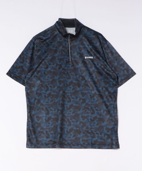 K-SWISS（ケースイス）の「【K-SWISS/ケースイス】カモフラプリントハーフZIPTシャツ（Tシャツ/カットソー・メンズ・ブラック/ホワイト/ネイビー・X-LARGE/LARGE/MEDIUM）」の8枚目の写真