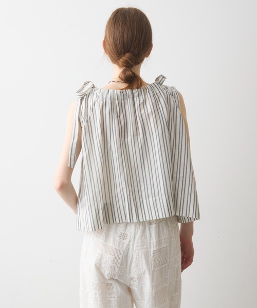 Crisp(クリスプ)の「ribbon accent stripe blouse / リボンアクセントストライプブラウス(シャツ/ブラウス・レディース・ブルー/ネイビー・FREE)」の6枚目の写真