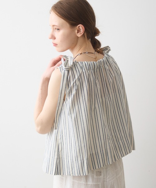 Crisp(クリスプ)の「ribbon accent stripe blouse / リボンアクセントストライプブラウス(シャツ/ブラウス・レディース・ブルー/ネイビー・FREE)」の5枚目の写真