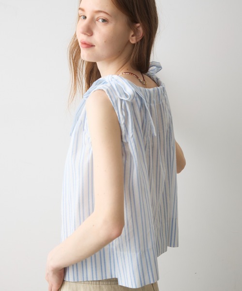 Crisp(クリスプ)の「ribbon accent stripe blouse / リボンアクセントストライプブラウス(シャツ/ブラウス・レディース・ブルー/ネイビー・FREE)」の19枚目の写真