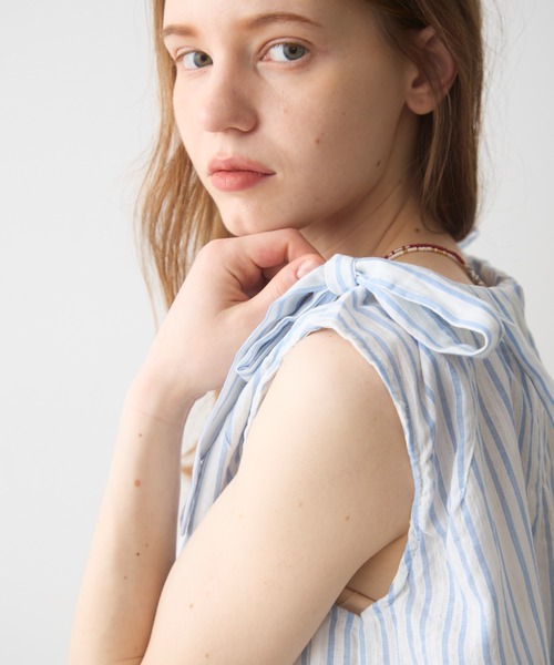 Crisp(クリスプ)の「ribbon accent stripe blouse / リボンアクセントストライプブラウス(シャツ/ブラウス・レディース・ブルー/ネイビー・FREE)」の16枚目の写真