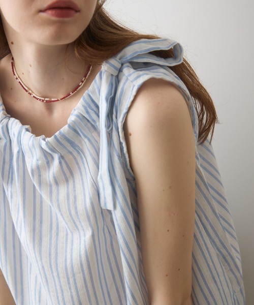 Crisp(クリスプ)の「ribbon accent stripe blouse / リボンアクセントストライプブラウス(シャツ/ブラウス・レディース・ブルー/ネイビー・FREE)」の15枚目の写真