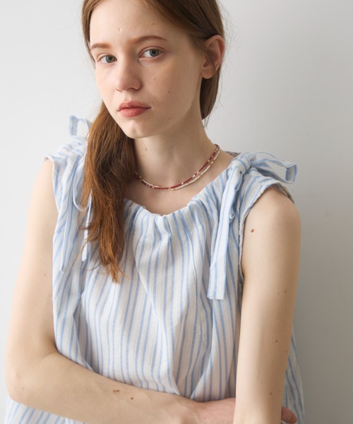 Crisp(クリスプ)の「ribbon accent stripe blouse / リボンアクセントストライプブラウス(シャツ/ブラウス・レディース・ブルー/ネイビー・FREE)」の13枚目の写真