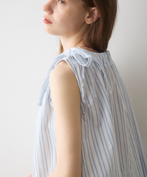 Crisp(クリスプ)の「ribbon accent stripe blouse / リボンアクセントストライプブラウス(シャツ/ブラウス・レディース・ブルー/ネイビー・FREE)」の18枚目の写真