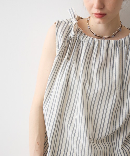Crisp(クリスプ)の「ribbon accent stripe blouse / リボンアクセントストライプブラウス(シャツ/ブラウス・レディース・ブルー/ネイビー・FREE)」の7枚目の写真