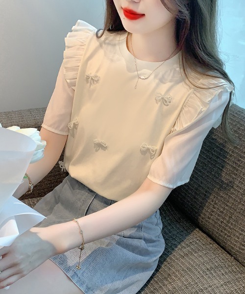 AMAJI(アマジ)の「レース シフォン プルオーバーブラウス(シャツ/ブラウス・レディース・ホワイト/ベージュ・X-LARGE/LARGE/MEDIUM/SMALL)」の2枚目の写真