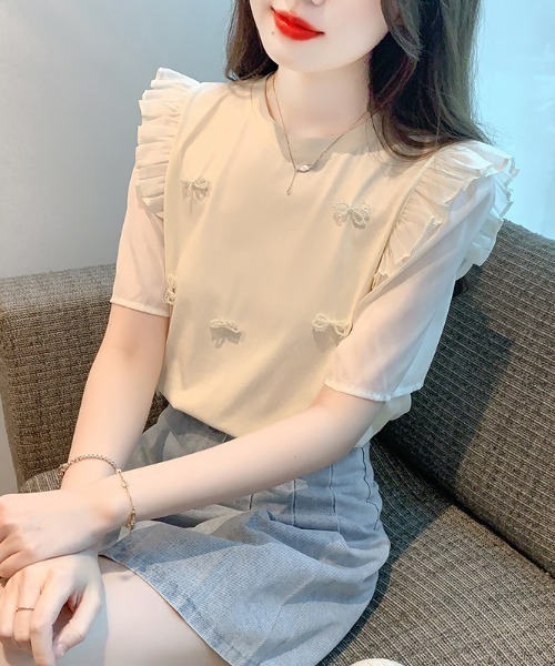 AMAJI(アマジ)の「レース シフォン プルオーバーブラウス(シャツ/ブラウス・レディース・ホワイト/ベージュ・X-LARGE/LARGE/MEDIUM/SMALL)」の4枚目の写真