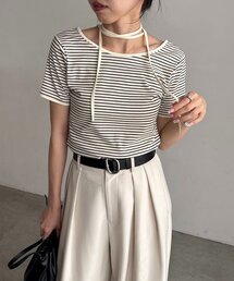 CAPRICIEUX LE'MAGE | 【前後2WAY】アシメレイヤードボーダーT(Tシャツ/カットソー)