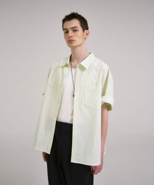 SSIN AND LEE(シンアンドリー)の「ライトコットンオーバーサイズハーフシャツミント(シャツ/ブラウス・メンズ・その他・LARGE/MEDIUM)」の5枚目の写真