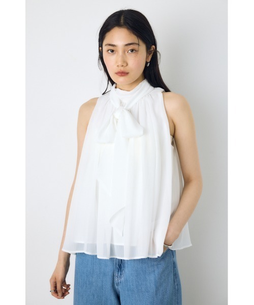 AZUL by moussy（アズールバイマウジー）の「シフォンノースリーブブラウス（シャツ/ブラウス・レディース・ライトカーキ/ブラウン/オフホワイト・SMALL/MEDIUM）」の4枚目の写真