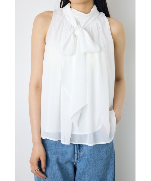 AZUL by moussy（アズールバイマウジー）の「シフォンノースリーブブラウス（シャツ/ブラウス・レディース・ライトカーキ/ブラウン/オフホワイト・SMALL/MEDIUM）」の5枚目の写真