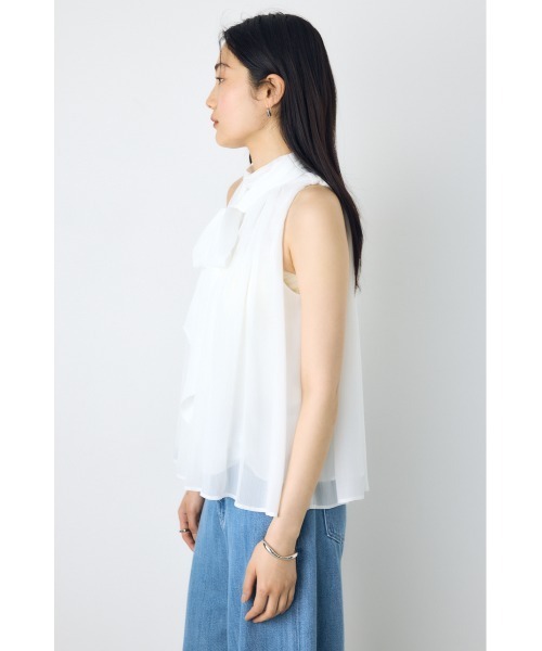 AZUL by moussy（アズールバイマウジー）の「シフォンノースリーブブラウス（シャツ/ブラウス・レディース・ライトカーキ/ブラウン/オフホワイト・SMALL/MEDIUM）」の7枚目の写真