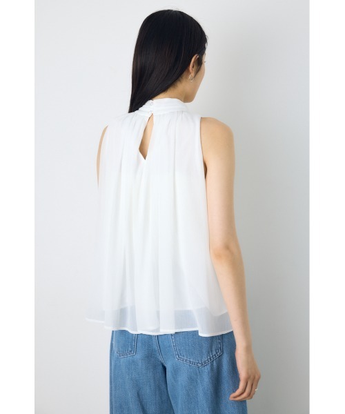 AZUL by moussy（アズールバイマウジー）の「シフォンノースリーブブラウス（シャツ/ブラウス・レディース・ライトカーキ/ブラウン/オフホワイト・SMALL/MEDIUM）」の8枚目の写真