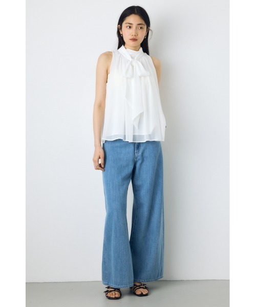 AZUL by moussy（アズールバイマウジー）の「シフォンノースリーブブラウス（シャツ/ブラウス・レディース・ライトカーキ/ブラウン/オフホワイト・SMALL/MEDIUM）」の9枚目の写真