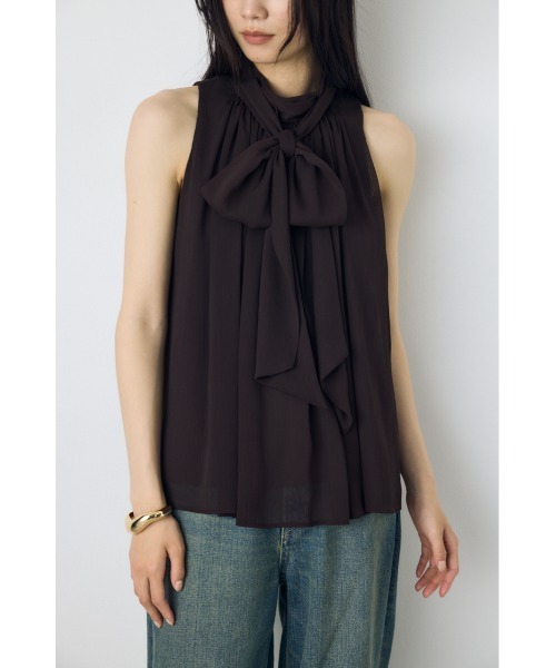 AZUL by moussy（アズールバイマウジー）の「シフォンノースリーブブラウス（シャツ/ブラウス・レディース・ライトカーキ/ブラウン/オフホワイト・SMALL/MEDIUM）」の15枚目の写真