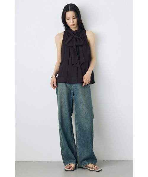 AZUL by moussy（アズールバイマウジー）の「シフォンノースリーブブラウス（シャツ/ブラウス・レディース・ライトカーキ/ブラウン/オフホワイト・SMALL/MEDIUM）」の18枚目の写真