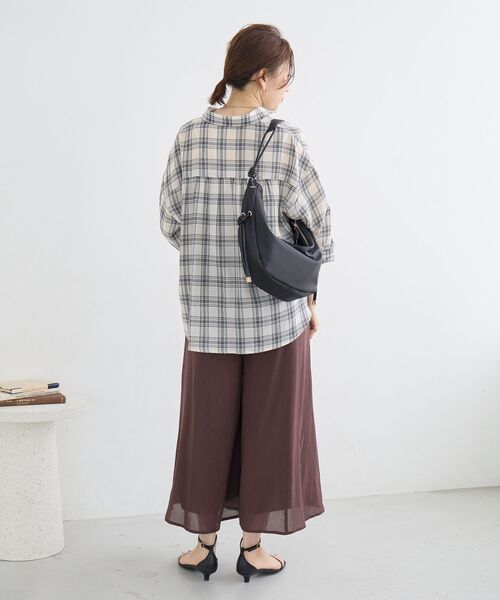 le.coeur blanc(ルクールブラン)の「【手洗い可】シアースパンパネルパンツ(その他パンツ・レディース・ブラウン/アイボリー/ブルー・38)」の5枚目の写真